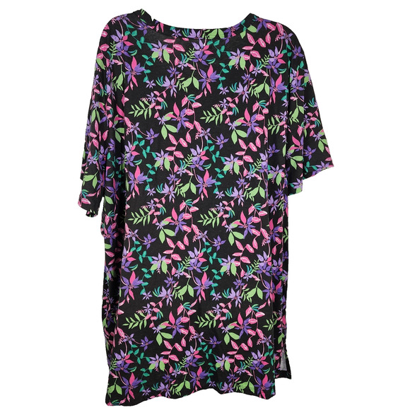 Woman Within T Shirt Women 3X Perfect Floral Printed Short Sleeve Boatneck Tunic - Picture 2 of 9